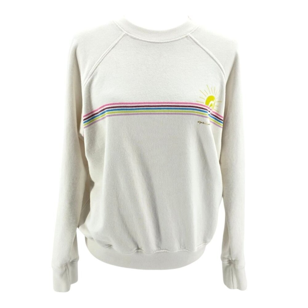 Spiritual Gangster X Peloton Womens Small Sweatshirt Rainbow Stripe Sun Ivory